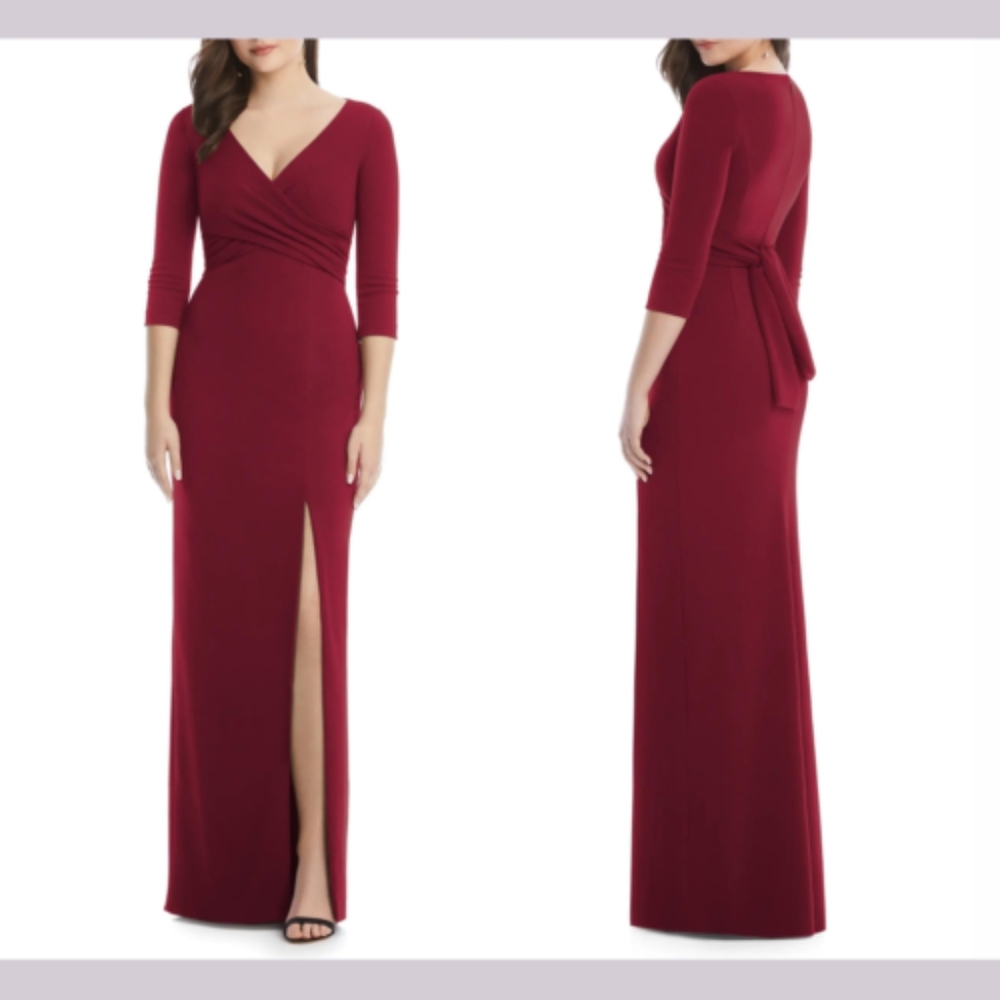 After Six – Crisscross Stretch Crepe Evening Gown, size XXS